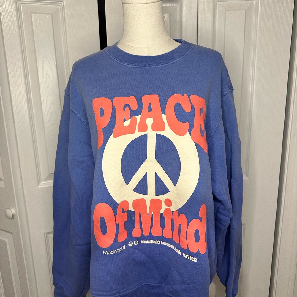 Madhappy Blue Sweatshirt with Peace Sign